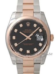 Rolex Datejust Gold/Steel Czarny/18 karatowe różowe złoto Ø36 mm 116201-0083