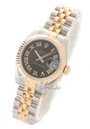 Rolex Lady Oyster Perpetual Czarny/18 karatowe żółte złoto Ø26 mm 179173/20