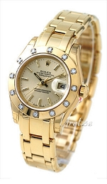 Rolex Lady Datejust Pearlmaster Szampański/18 karatowe żółte złoto Ø29 mm 80318/2