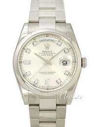 Rolex Day-Date Srebrny/18 karatowe białe złoto Ø36 mm 118209/3