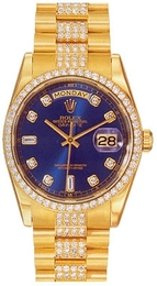 Rolex Day-Date Niebieski/18 karatowe żółte złoto Ø36 mm 118348