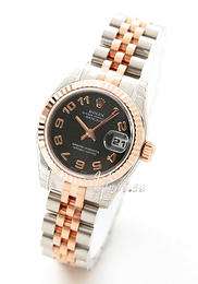 Rolex Lady Oyster Perpetual Czarny/18 karatowe różowe złoto Ø26 mm 179171/1