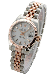 Rolex Lady Oyster Perpetual Biały/18 karatowe różowe złoto Ø26 mm 179171/2