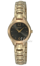 Seiko Dress Ladies Czarny/Stal w kolorze różowego złota Ø22 mm SUJG08
