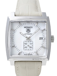 TAG Heuer Monaco Biały/Skóra 37x37 mm WW2112.FC6215