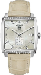 TAG Heuer Monaco Biały/Skóra 37x37 mm WW2114.FC6215