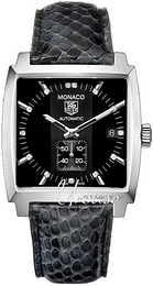 TAG Heuer Monaco Czarny/Skóra 37x37 mm WW2117.FC6216